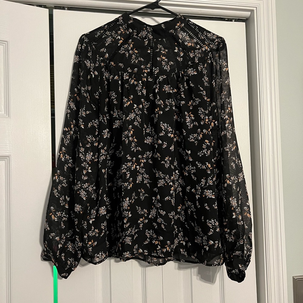 Ann Taylor black sheer blouse